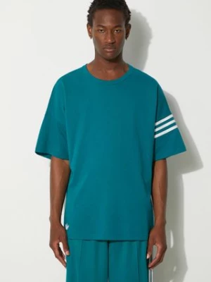 adidas Originals t-shirt bawełniany Neuclassics Tee męski kolor turkusowy z aplikacją JF9138