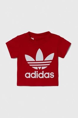 adidas Originals t-shirt bawełniany niemowlęcy kolor czerwony z nadrukiem