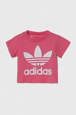 adidas Originals t-shirt bawełniany niemowlęcy TREFOIL TEE kolor różowy