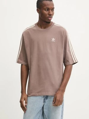 adidas Originals t-shirt bawełniany Oversize tee męski kolor beżowy z aplikacją JP1058