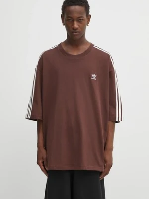 adidas Originals t-shirt bawełniany Oversize Tee męski kolor brązowy z aplikacją KA0476