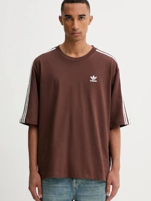 adidas Originals t-shirt bawełniany Oversize Tee męski kolor brązowy z aplikacją KA0476