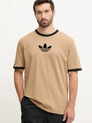 adidas Originals t-shirt bawełniany Oversize Tee męski kolor brązowy z nadrukiem JX1516