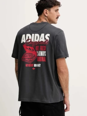 adidas Originals t-shirt bawełniany Pizza Box Tee męski kolor szary z nadrukiem HY2074