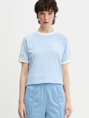 adidas Originals t-shirt bawełniany Ruffle 3S Tee damski kolor niebieski KC8820