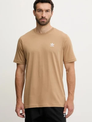 adidas Originals t-shirt bawełniany Trefoil Essential męski kolor brązowy z aplikacją JX2824