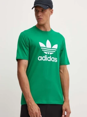 adidas Originals t-shirt bawełniany Trefoil męski kolor zielony z nadrukiem IR8012