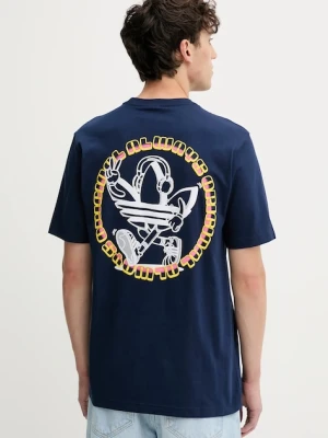 adidas Originals t-shirt bawełniany Trefoil Series Loose Tee męski kolor granatowy z nadrukiem JW3016
