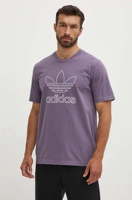 adidas Originals t-shirt bawełniany Trefoil Tee męski kolor fioletowy z aplikacją IR7992