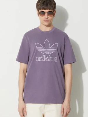 adidas Originals t-shirt bawełniany Trefoil Tee męski kolor fioletowy z aplikacją IR7992