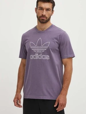 adidas Originals t-shirt bawełniany Trefoil Tee męski kolor fioletowy z aplikacją IR7992