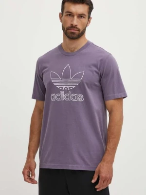 adidas Originals t-shirt bawełniany Trefoil Tee męski kolor fioletowy z aplikacją IR7992