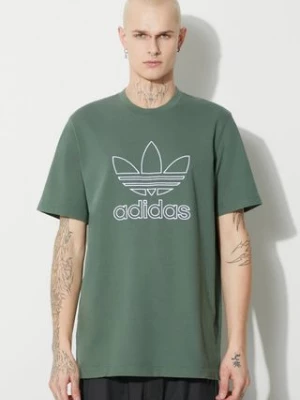 adidas Originals t-shirt bawełniany Trefoil Tee męski kolor zielony z aplikacją IR7993