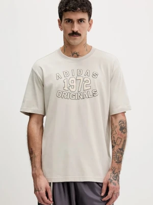 adidas Originals t-shirt bawełniany Varsity męski kolor beżowy z aplikacją JX8176