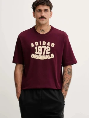 adidas Originals t-shirt bawełniany Varsity męski kolor bordowy z nadrukiem JX8175