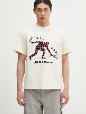 adidas Originals t-shirt bawełniany x Brain Dead Dead męski kolor beżowy z nadrukiem JX9393