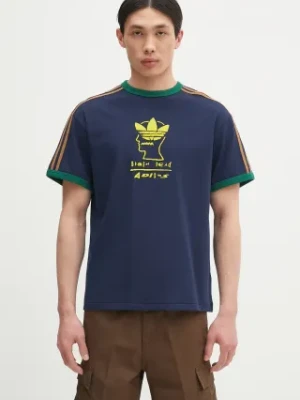 adidas Originals t-shirt bawełniany x Brain Dead Dead męski kolor granatowy z nadrukiem JN2412