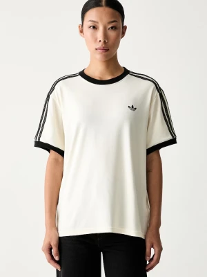 adidas Originals T-shirt damski bawełniany z elastanem beżowy
