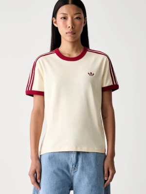 adidas Originals T-shirt damski bawełniany z elastanem beżowy