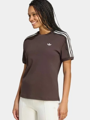 adidas Originals T-shirt damski bawełniany z elastanem Lace Injection brązowy