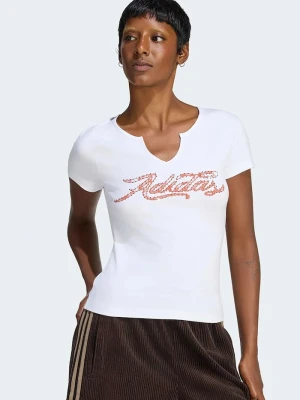 adidas Originals T-shirt damski z bawełną biały
