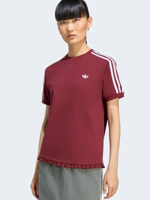 adidas Originals T-shirt damski z bawełną Pleated bordowy