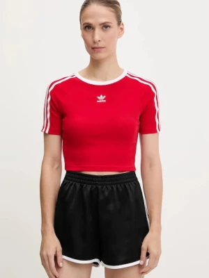adidas Originals t-shirt dziecięcy 3-Stripes damski kolor czerwony JD0303
