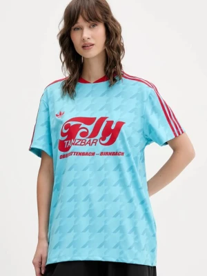 adidas Originals t-shirt Footie Jersey damski kolor niebieski JW2771