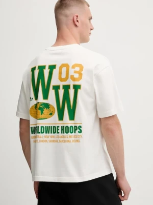 adidas Originals t-shirt Glbl Hoops Tee męski kolor beżowy z nadrukiem JW6650