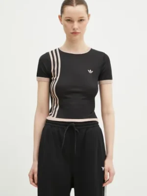adidas Originals t-shirt KNITTED 3S TEE damskie kolor czarny JJ0960