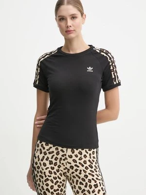 adidas Originals t-shirt Leopard 3S Tee damski kolor czarny IW8478