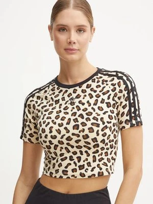 adidas Originals t-shirt Leopard damski kolor beżowy IW8484