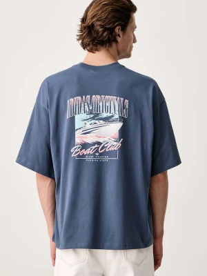 adidas Originals T-shirt męski bawełniany Postcard niebieski