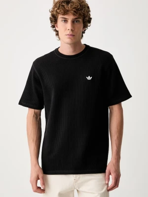 adidas Originals T-shirt męski bawełniany Trefoil Essentials Waffle czarny