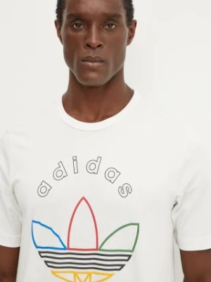 Zdjęcie produktu adidas Originals t-shirt męski kolor beżowy z nadrukiem IW3237