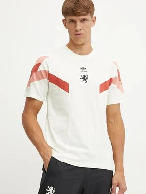 adidas Originals t-shirt Olympique Lyon męski kolor beżowy wzorzysty IS6489