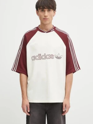 adidas Originals t-shirt Premium Jrsy męski kolor beżowy wzorzysty JV7600