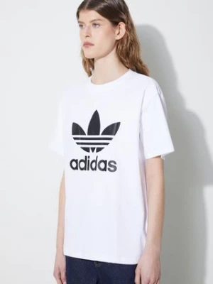 adidas Originals t-shirt Trefoil damski kolor beżowy IR9534