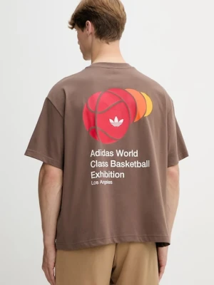 Zdjęcie produktu adidas Originals t-shirt World Class Tee męski kolor brązowy z nadrukiem JM9956