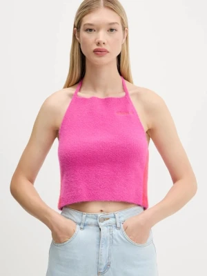 adidas Originals top Fluffy Halter kolor fioletowy odkryte plecy JW6002