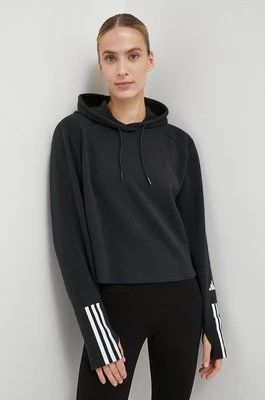 adidas Performance bluza treningowa kolor czarny z kapturem z nadrukiem