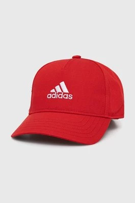 adidas Performance czapka z daszkiem bawełniana dziecięca LK CAP kolor czerwony z aplikacją IY5421