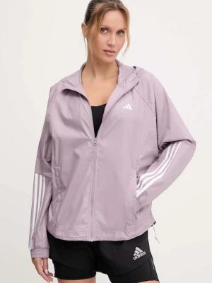 adidas Performance kurtka do biegania HYGLM kolor różowy przejściowa JX7382