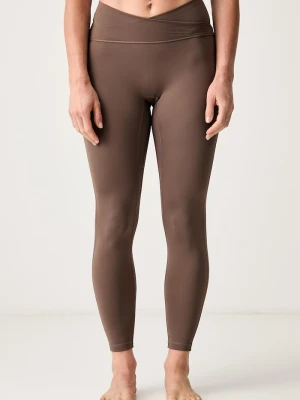 adidas Performance legginsy do jogi damskie Three Stripes Studio brązowy