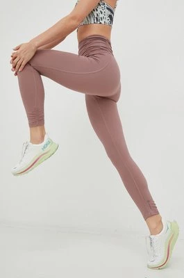adidas Performance legginsy do jogi Studio Gathered damskie kolor fioletowy gładkie