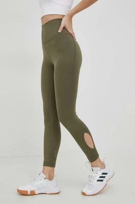 adidas Performance legginsy do jogi Yoga Studio Wrapped kolor zielony gładkie