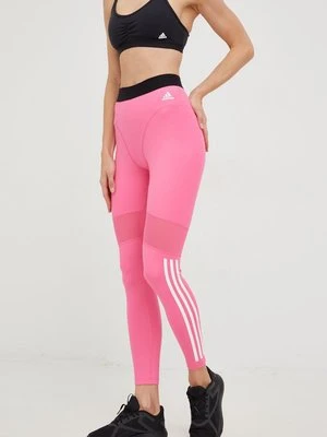 adidas Performance legginsy treningowe Hyperglam 3-Stripes damskie kolor różowy z nadrukiem