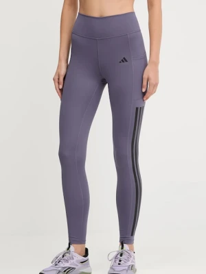 adidas Performance legginsy treningowe Opt 3S damskie kolor fioletowy z nadrukiem JX7322