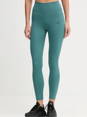 adidas Performance legginsy treningowe Optime damskie kolor zielony gładkie JW7610