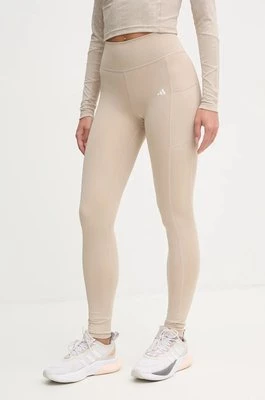 adidas Performance legginsy treningowe Optime kolor beżowy gładkie IX0221